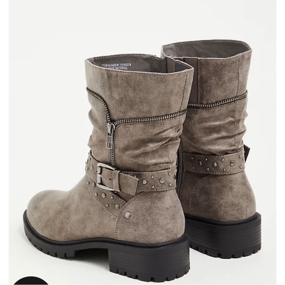 New in box Torrid gray studded moto boot. Womens 12WW. - Picture 2 of 7